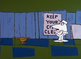 Screenshots from the 1966 DePatie Freleng cartoon Genie with the Light Pink Fur