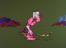 Screenshots from the 1966 DePatie Freleng cartoon Genie with the Light Pink Fur