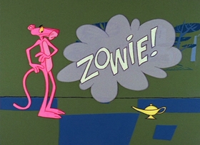 Screenshots from the 1966 DePatie Freleng cartoon Genie with the Light Pink Fur