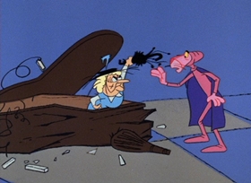Screenshots from the 1966 DePatie Freleng cartoon Super Pink