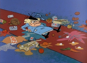 Screenshots from the 1966 DePatie Freleng cartoon Super Pink