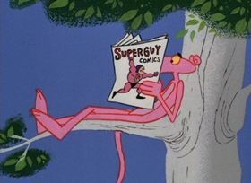 Screenshots from the 1966 DePatie Freleng cartoon Super Pink