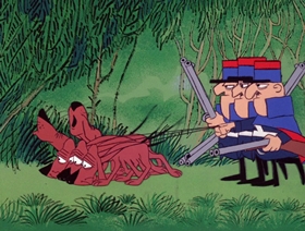 Screenshots from the 1966 DePatie Freleng cartoon Toulouse La Trick