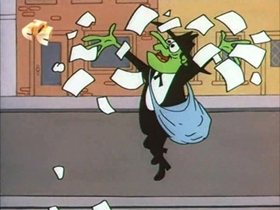 Screenshots from the 1967 Walter Lantz cartoon Secret Agent Woody Woodpecker