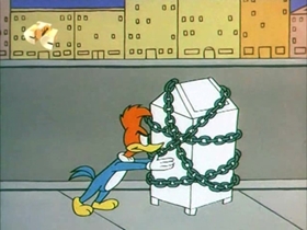Screenshots from the 1967 Walter Lantz cartoon Secret Agent Woody Woodpecker
