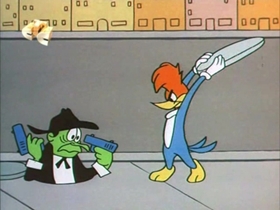 Screenshots from the 1967 Walter Lantz cartoon Secret Agent Woody Woodpecker