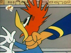 Screenshots from the 1967 Walter Lantz cartoon Secret Agent Woody Woodpecker