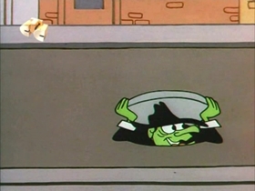 Screenshots from the 1967 Walter Lantz cartoon Secret Agent Woody Woodpecker