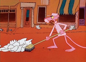 Screenshots from the 1967 DePatie Freleng cartoon Pink of the Litter