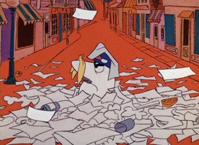 Screenshots from the 1967 DePatie Freleng cartoon Pink of the Litter