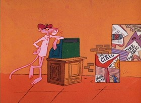 Screenshots from the 1967 DePatie Freleng cartoon Pink of the Litter
