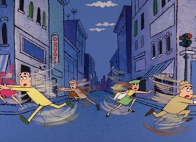 Screenshots from the 1967 DePatie Freleng cartoon Jet Pink