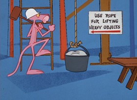 Screenshots from the 1967 DePatie Freleng cartoon Prefabricated Pink