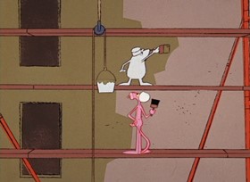 Screenshots from the 1967 DePatie Freleng cartoon Prefabricated Pink