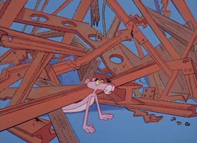 Screenshots from the 1967 DePatie Freleng cartoon Prefabricated Pink