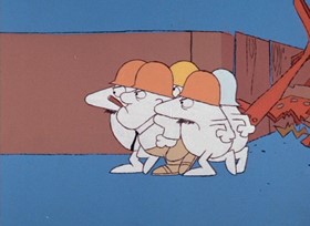 Screenshots from the 1967 DePatie Freleng cartoon Prefabricated Pink