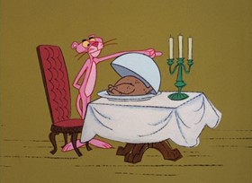Screenshots from the 1967 DePatie Freleng cartoon The Hand is Pinker than the Eye