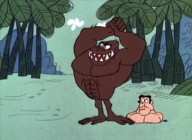 Screenshots from the 1967 Jay Ward Productions cartoon Ungawa the Gorilla God