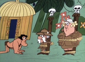 Screenshots from the 1967 Jay Ward Productions cartoon Ungawa the Gorilla God