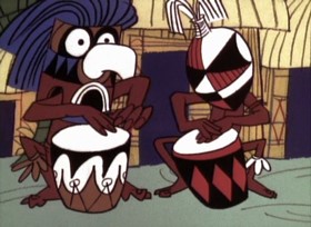 Screenshots from the 1967 Jay Ward Productions cartoon Ungawa the Gorilla God