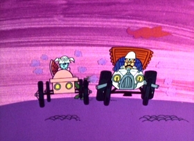 Screenshots from the 1967 Jay Ward Productions cartoon Monster Rally