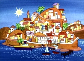 Screenshots from the 1967 Jay Ward Productions cartoon Monster Rally