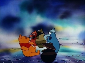 Screenshots from the 1968 Disney cartoon Winnie the Pooh and the Blustery Day