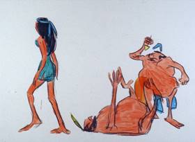 Screenshots from the 1968 Warner Bros. cartoon The Door