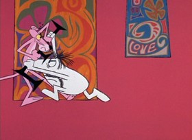 Screenshots from the 1968 DePatie Freleng cartoon Psychedelic Pink