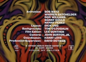 Screenshots from the 1968 DePatie Freleng cartoon Psychedelic Pink