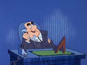 Screenshots from the 1968 DePatie Freleng cartoon Les Miserobots