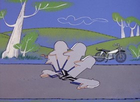 Screenshots from the 1968 DePatie Freleng cartoon Put-Put, Pink