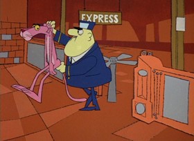 Screenshots from the 1968 DePatie Freleng cartoon The Pink Quarterback