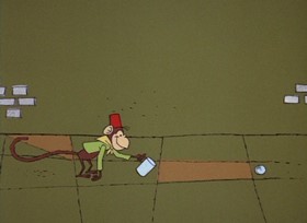 Screenshots from the 1968 DePatie Freleng cartoon The Pink Quarterback