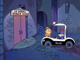 Screenshots from the 1968 DePatie Freleng cartoon Cherche Le Phantom