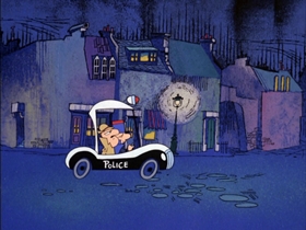 Screenshots from the 1968 DePatie Freleng cartoon Cherche Le Phantom