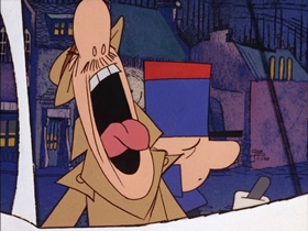 Screenshots from the 1968 DePatie Freleng cartoon Cherche Le Phantom