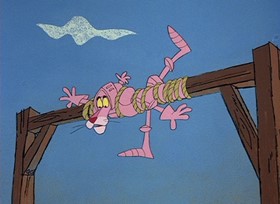Screenshots from the 1968 DePatie Freleng cartoon Pink Valiant
