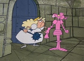 Screenshots from the 1968 DePatie Freleng cartoon Pink Valiant