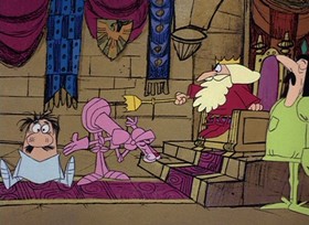 Screenshots from the 1968 DePatie Freleng cartoon Pink Valiant