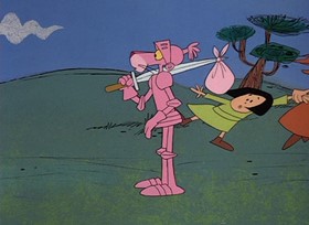 Screenshots from the 1968 DePatie Freleng cartoon Pink Valiant