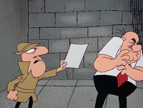 Screenshots from the 1968 DePatie Freleng cartoon Le Ball and Chain Gang