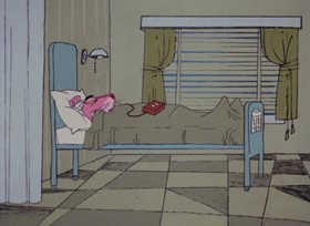 Screenshots from the 1968 DePatie Freleng cartoon The Pink Pill