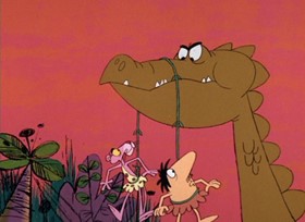 Screenshots from the 1968 DePatie Freleng cartoon Prehistoric Pink