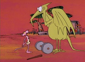 Screenshots from the 1968 DePatie Freleng cartoon Prehistoric Pink