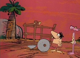 Screenshots from the 1968 DePatie Freleng cartoon Prehistoric Pink