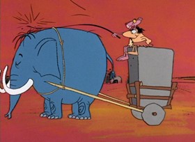 Screenshots from the 1968 DePatie Freleng cartoon Prehistoric Pink