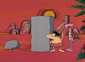 Screenshots from the 1968 DePatie Freleng cartoon Prehistoric Pink