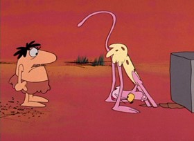 Screenshots from the 1968 DePatie Freleng cartoon Prehistoric Pink