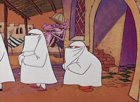 Screenshots from the 1968 DePatie Freleng cartoon Pink Sphinx